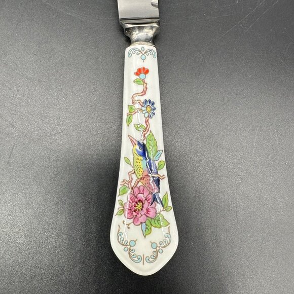 Vintage Aynsley Pembroke Fine Bone China Stainless Steel Steak Knives Bird Pink - Picture 5 of 11